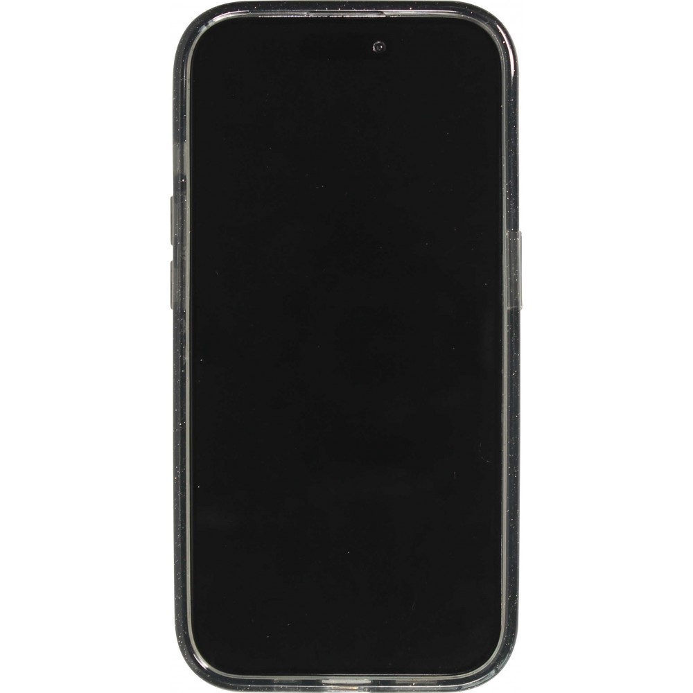 iPhone 15 Pro Max Case Hülle - Hartes Silikon mit Glitzer Rückseite und MagSafe - Schwarz