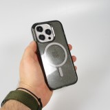 iPhone 15 Pro Max Case Hülle - Hartes Silikon mit Glitzer Rückseite und MagSafe - Schwarz