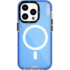 iPhone 15 Pro Max Case Hülle - Youngkit Transparent Crystal Glossy Case avec Magsafe - Blau