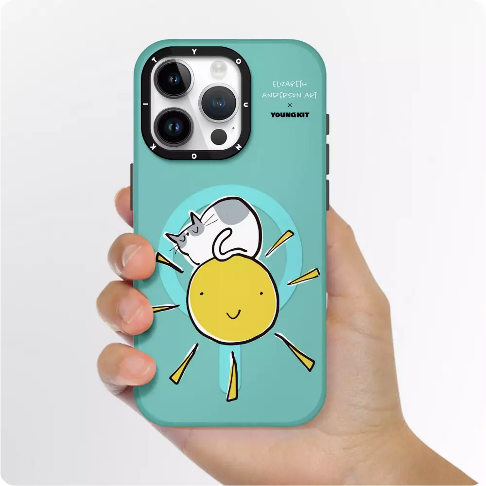 iPhone 15 Pro Case Hülle - Youngkit @Elizabeth Anderson Art Love Cat Case mit Magsafe  - Violett