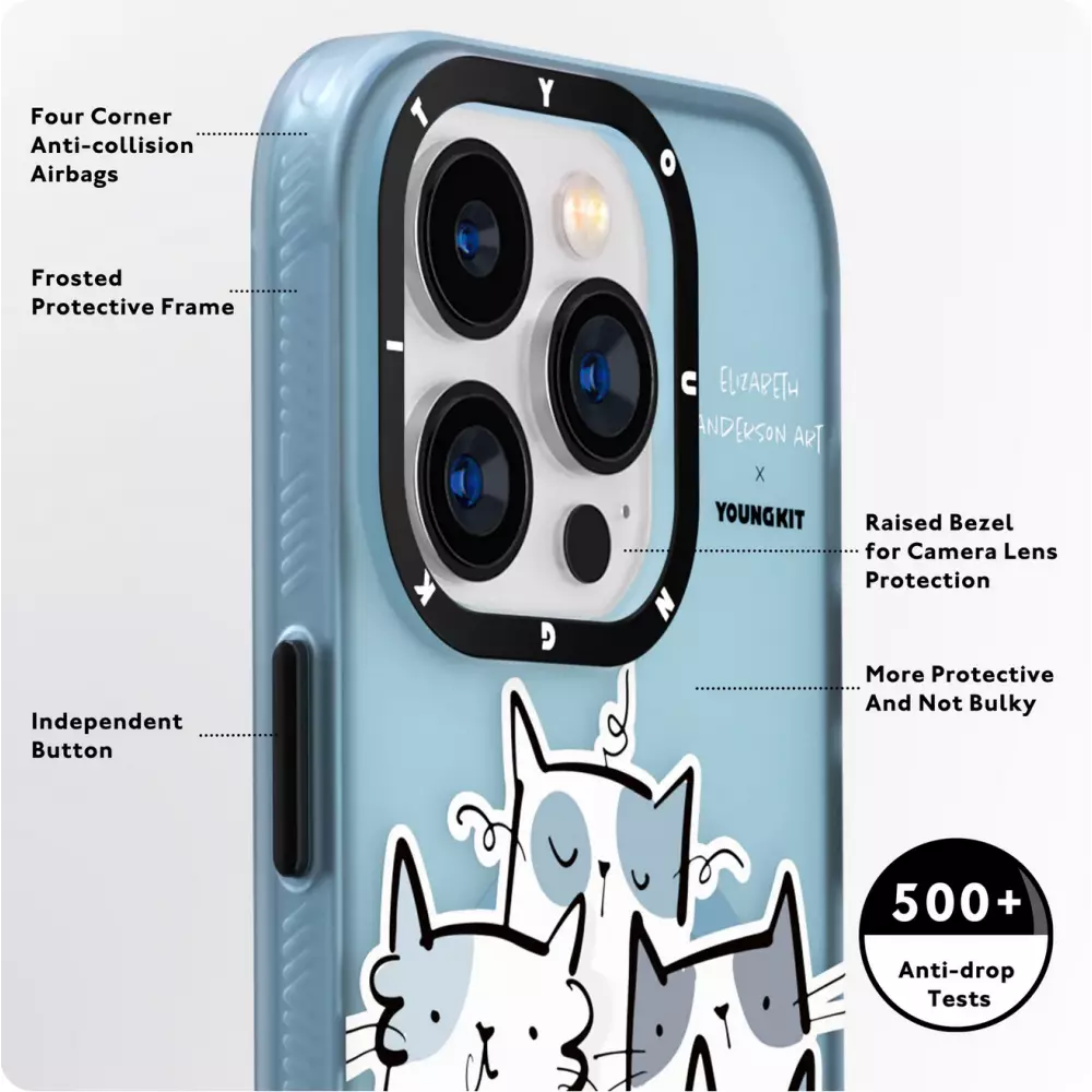 iPhone 15 Pro Case Hülle - Youngkit @Elizabeth Anderson Art Love Cat Case mit Magsafe  - Violett
