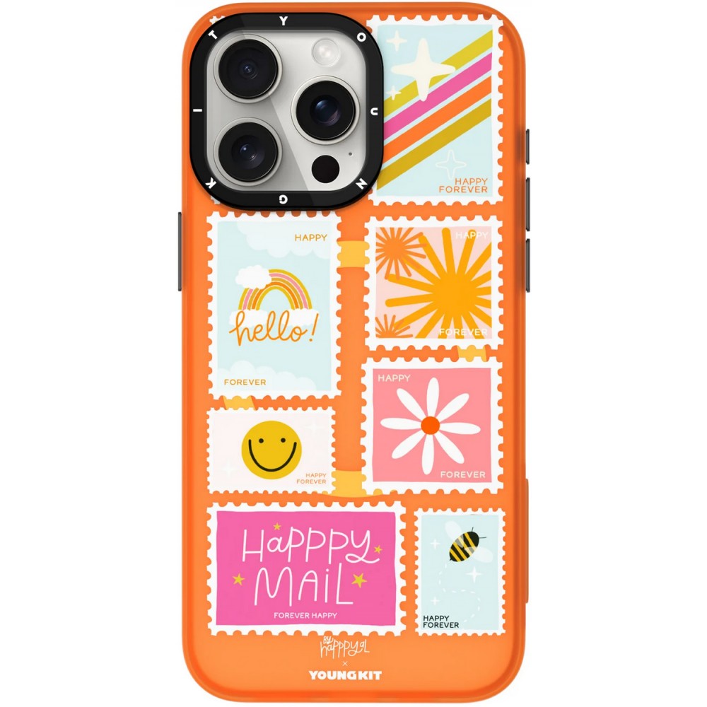 iPhone 15 Pro Case Hülle - Youngkit @byhapppyal Positive Stickers Case mit Magsafe - Orange