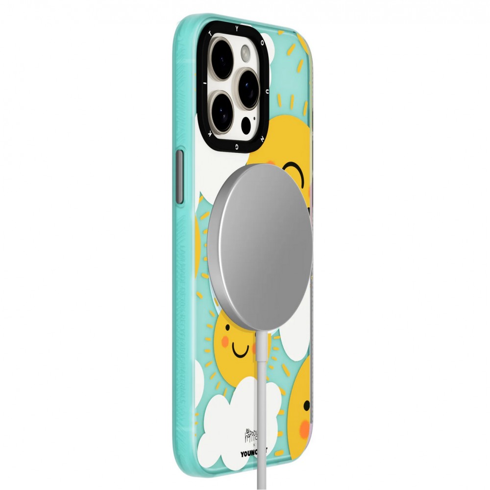 iPhone 15 Pro Case Hülle - Youngkit @byhapppyal Positive Stickers Case mit Magsafe - Orange