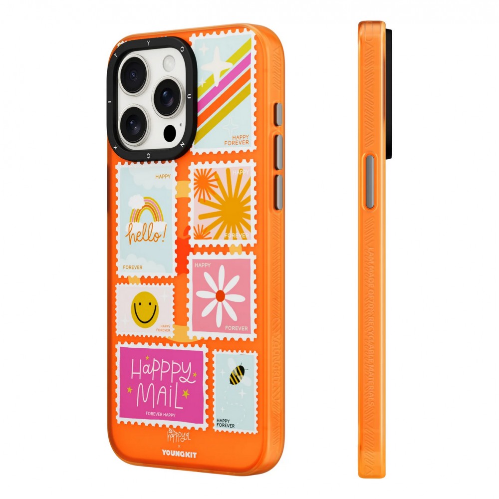 iPhone 15 Pro Case Hülle - Youngkit @byhapppyal Positive Stickers Case mit Magsafe - Orange