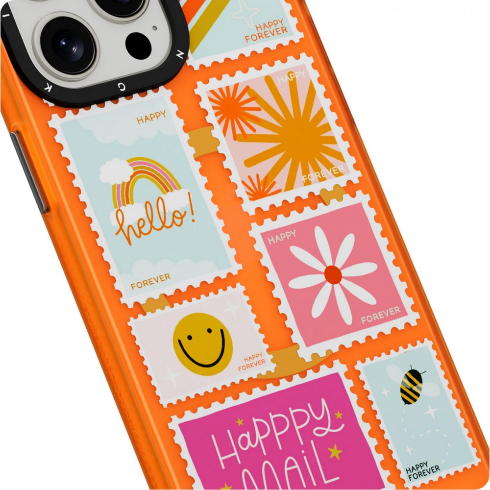 iPhone 15 Pro Case Hülle - Youngkit @byhapppyal Positive Stickers Case mit Magsafe - Orange