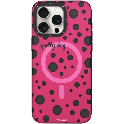 iPhone 15 Pro Case H&uuml;lle - Youngkit Colorful Polka Dots Case mit Magsafe - Rot