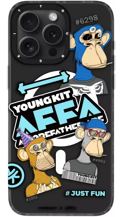 iPhone 15 Pro Case Hülle - Youngkit Funny BoredApe (@BAYC) mit Magsafe - Schwarz