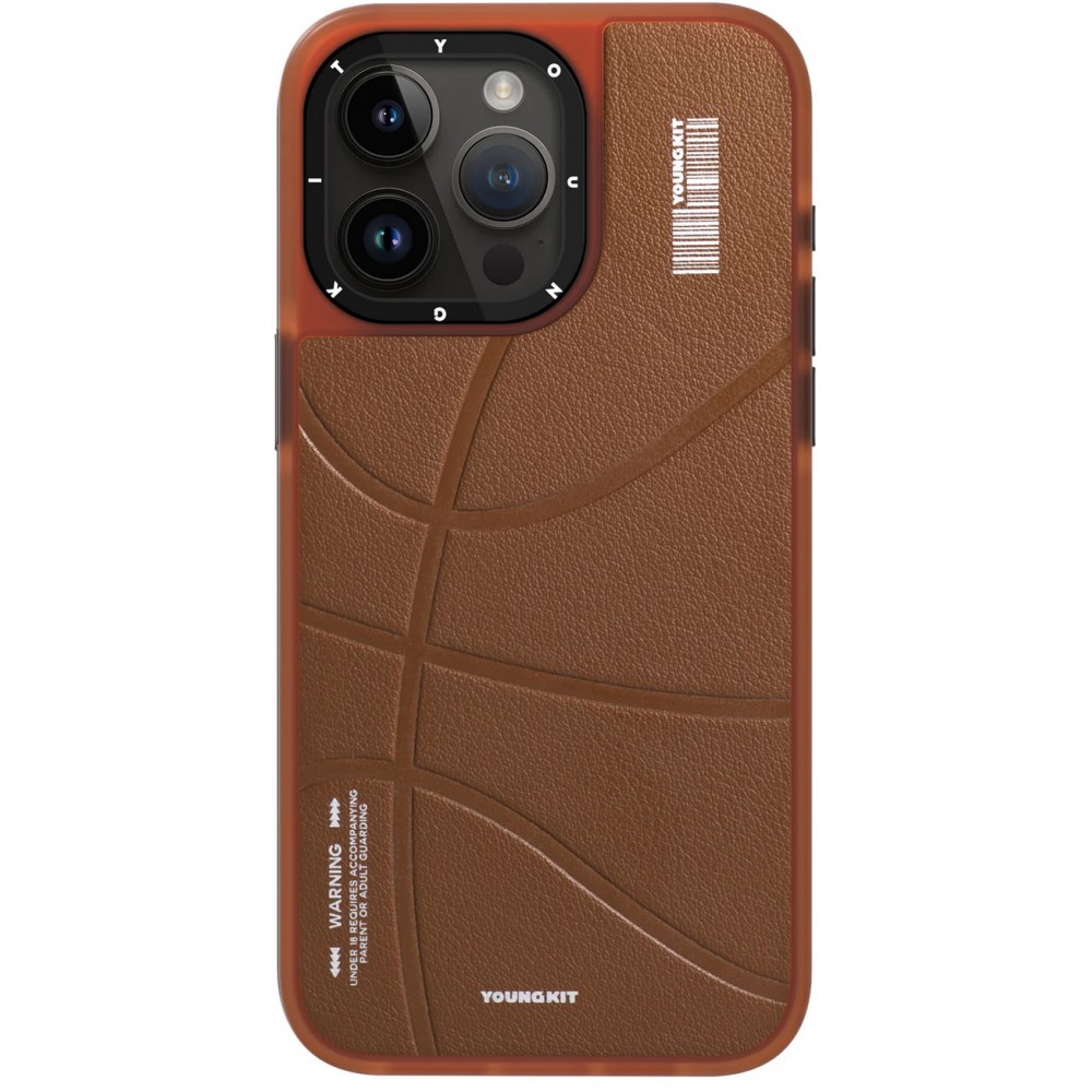 iPhone 15 Pro Case Hülle - Youngkit Passionate Backboard Leather Case mit Magsafe - Braun