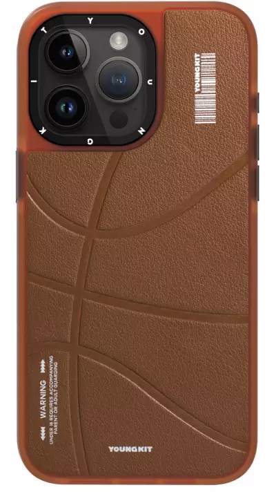 iPhone 15 Pro Case Hülle - Youngkit Passionate Backboard Leather Case mit Magsafe - Braun