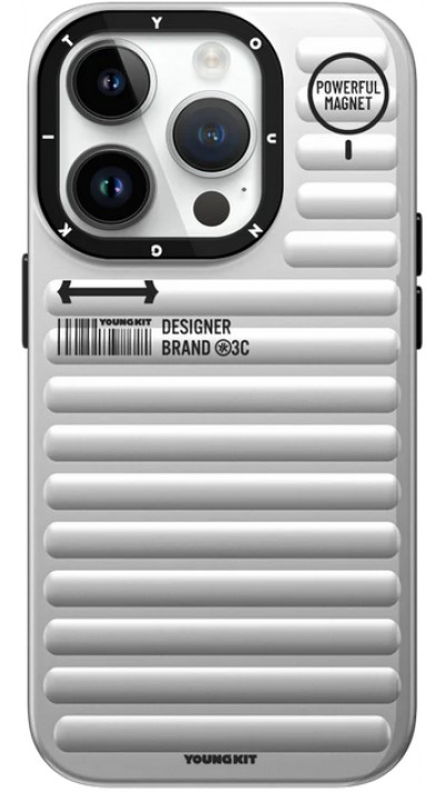 iPhone 15 Pro Case Hülle - Youngkit True Color Luggage-Inspired mit MagSafe - Silber