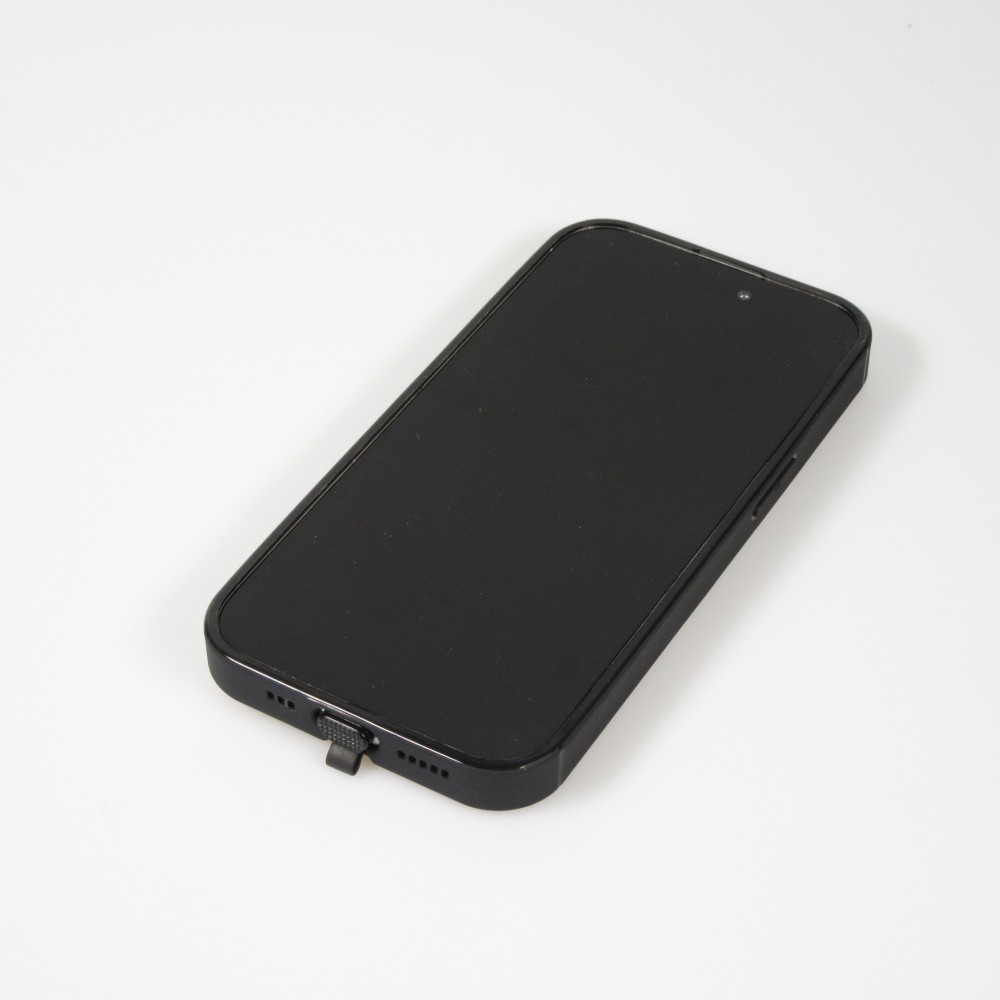 Coque iPhone 15 - Silicone Glossy lumière LED intégrée avec port USB-C - Floating Astronaut - Noir