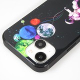 Coque iPhone 15 - Silicone Glossy lumière LED intégrée avec port USB-C - Floating Astronaut - Noir