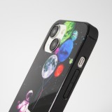 Coque iPhone 15 - Silicone Glossy lumière LED intégrée avec port USB-C - Floating Astronaut - Noir