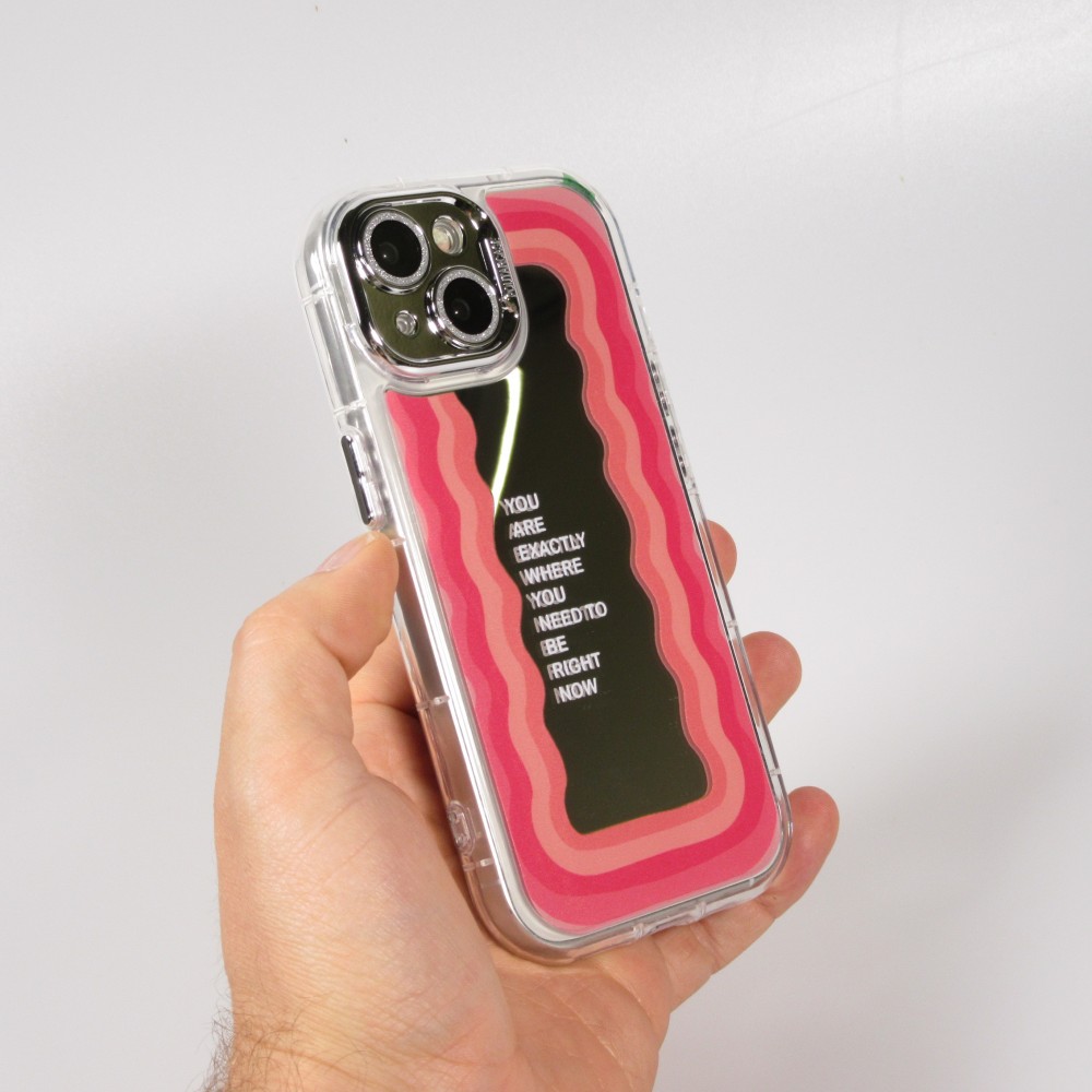 iPhone 15 Case Hülle - Silikon Spiegel Motivational - Silber