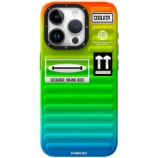 iPhone 15 Case H&uuml;lle - Youngkit Color-Gradient Luggage-Inspired Case - Gr&uuml;n/orange