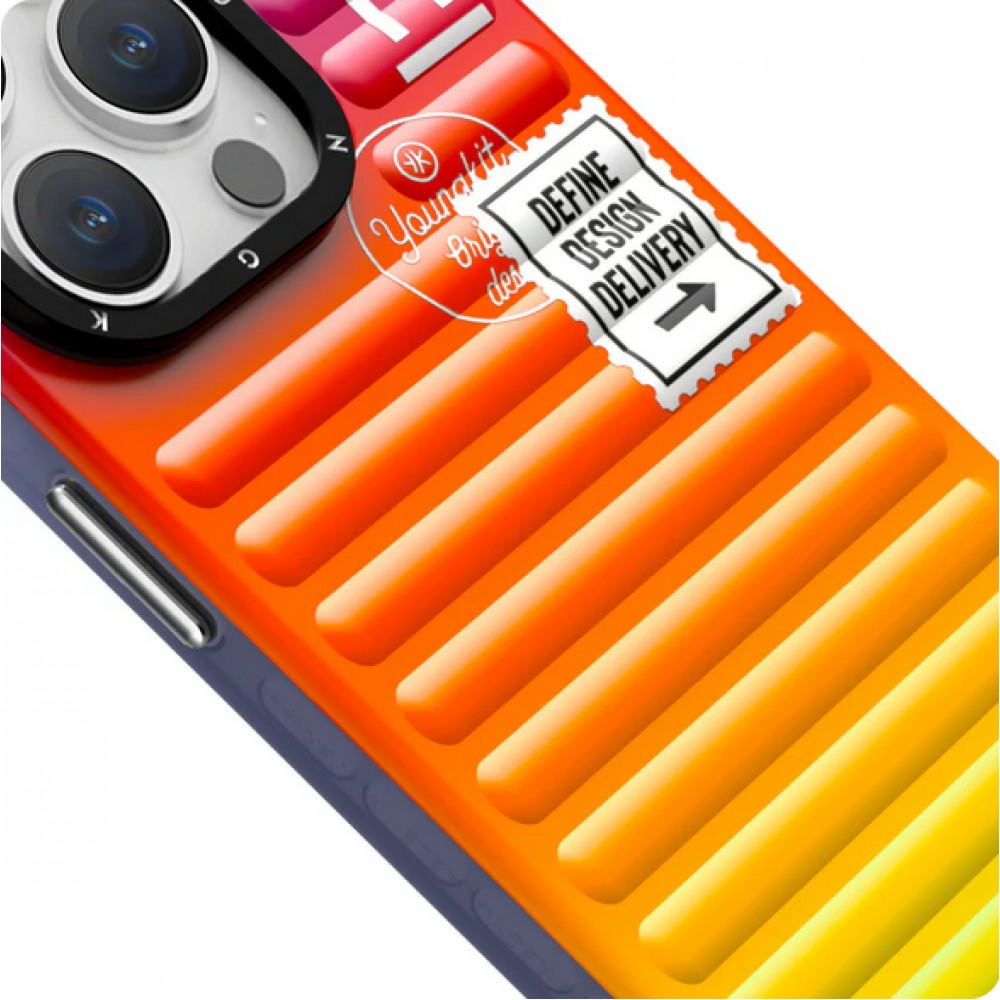 iPhone 15 Case H&uuml;lle - Youngkit Color-Gradient Luggage-Inspired Case - Gr&uuml;n/orange