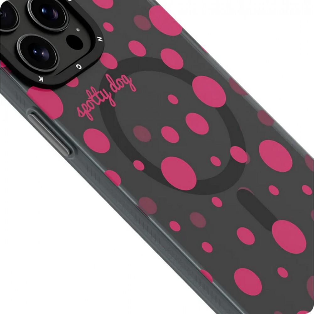 iPhone 15 Case H&uuml;lle - Youngkit Colorful Polka Dots Case mit Magsafe - Schwarz