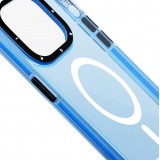 iPhone 15 Case Hülle - Youngkit Transparent Crystal Glossy Case avec Magsafe - Blau