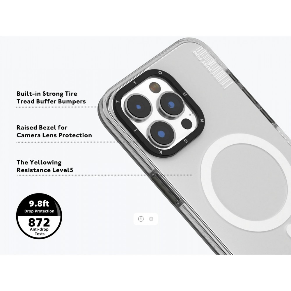 iPhone 15 Case Hülle - Youngkit Transparent Crystal Glossy Case avec Magsafe - Blau