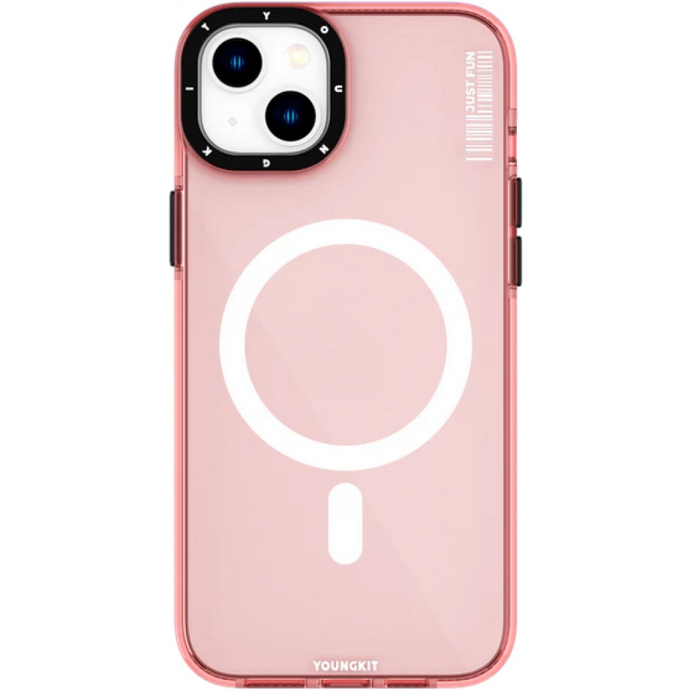 iPhone 15 Case Hülle - Youngkit Transparent Crystal Glossy Case avec Magsafe - Rosa