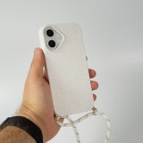 iPhone 16 Case Hülle - Bio Eco-Friendly Vegan mit Handykette Necklace - Weiss