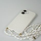 iPhone 16 Case Hülle - Bio Eco-Friendly Vegan mit Handykette Necklace - Weiss