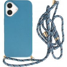 iPhone 16 Case Hülle - Bio Eco-Friendly Vegan mit Handykette Necklace blau