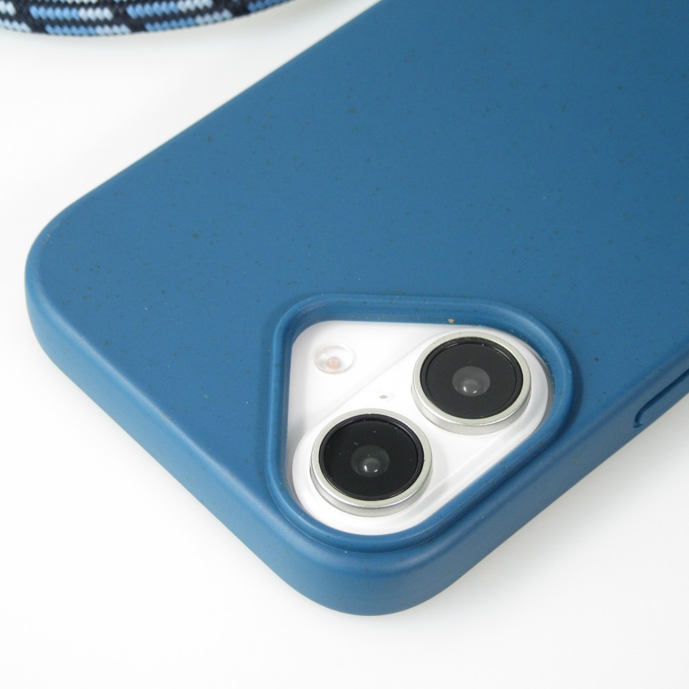 iPhone 16 Case Hülle - Bio Eco-Friendly Vegan mit Handykette Necklace blau