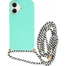 iPhone 16e Case Hülle - Bio Eco-Friendly Vegan mit Handykette Necklace - Türkis