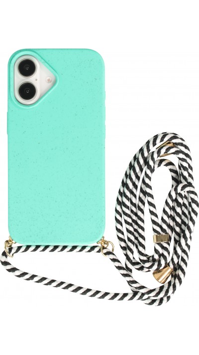 iPhone 16e Case Hülle - Bio Eco-Friendly Vegan mit Handykette Necklace - Türkis