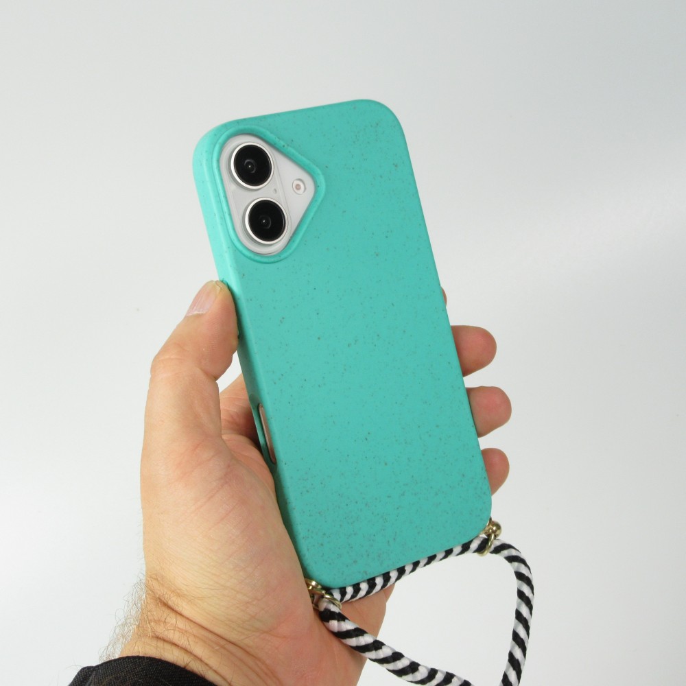 iPhone 16e Case Hülle - Bio Eco-Friendly Vegan mit Handykette Necklace - Türkis