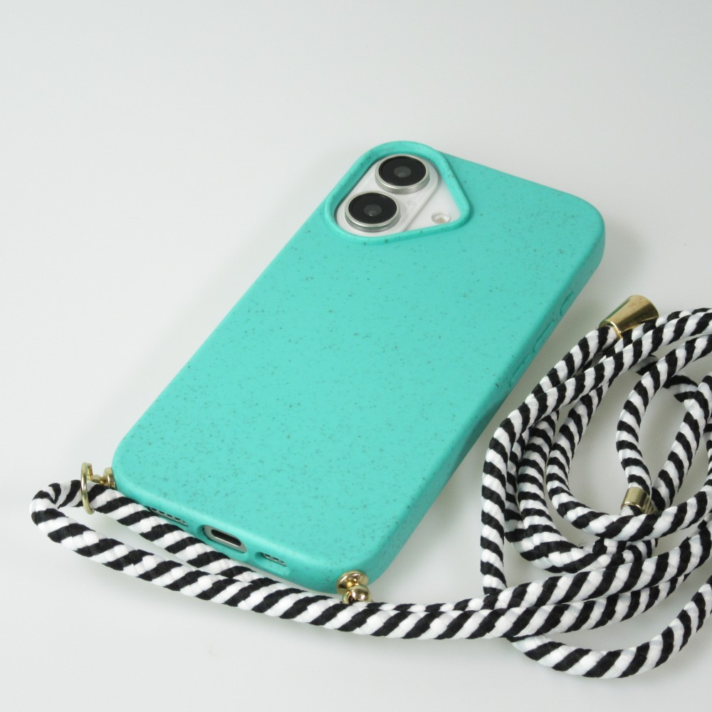 iPhone 16e Case Hülle - Bio Eco-Friendly Vegan mit Handykette Necklace - Türkis