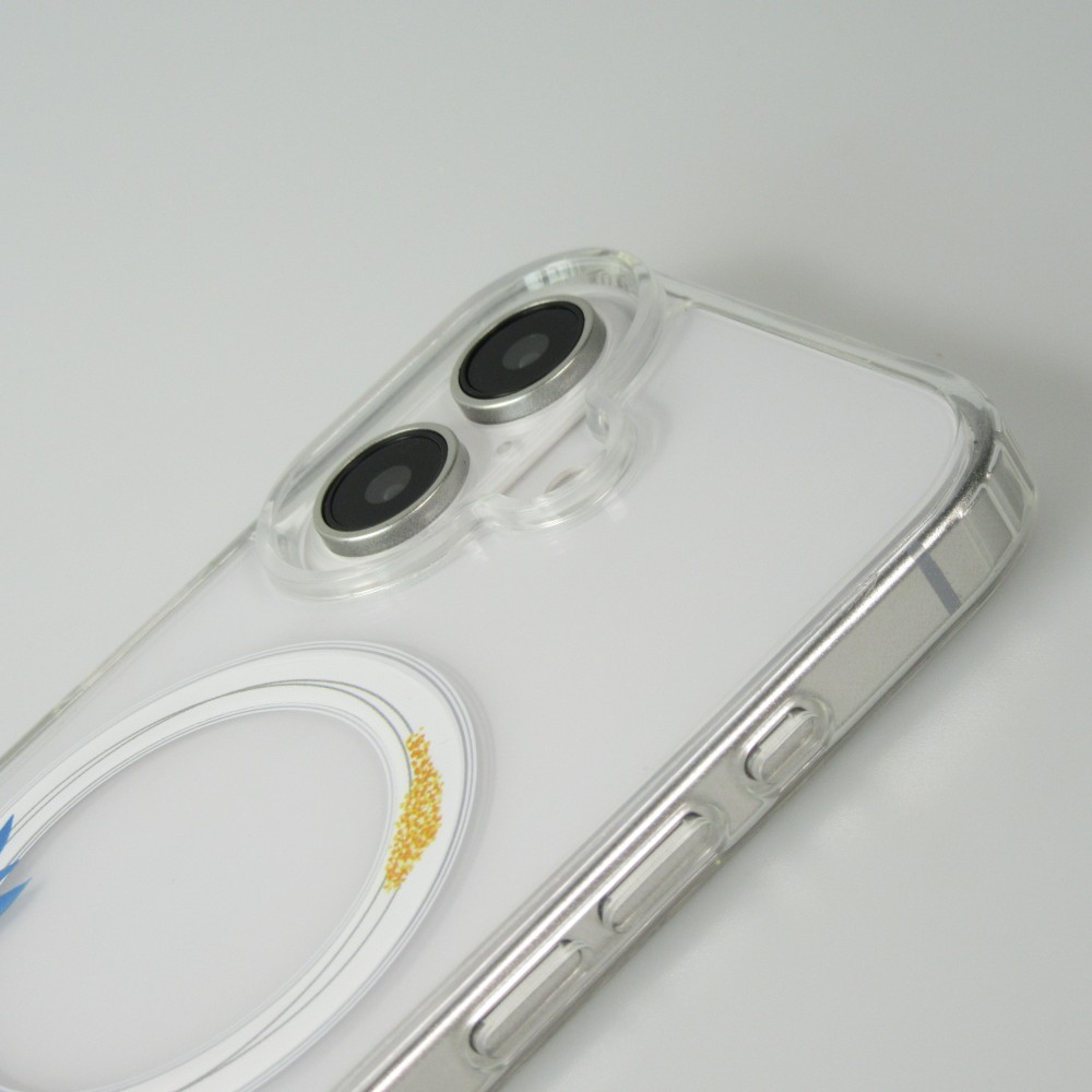 iPhone 16e Case Hülle - Gummi Silikon steif mit MagSafe blaue Rose - Transparent