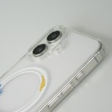 iPhone 16e Case Hülle - Gummi Silikon steif mit MagSafe blaue Rose - Transparent