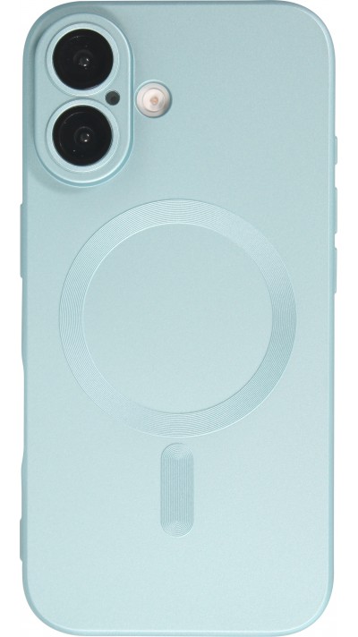 iPhone 16 Case Hülle - Gummi weich mit Kameraschutzglas MagSafe - Blau