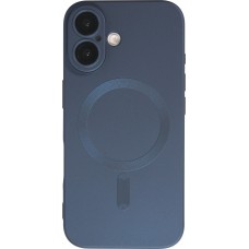 iPhone 16 Case Hülle - Gummi weich mit Kameraschutzglas MagSafe - Dunkelblau