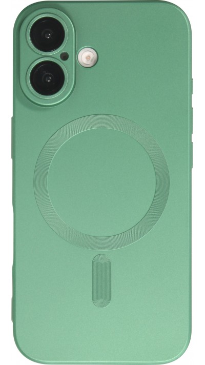 iPhone 16 Case Hülle - Gummi weich mit Kameraschutzglas MagSafe - Grün