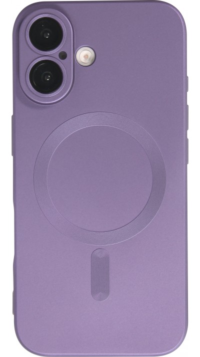 iPhone 16 Case Hülle - Gummi weich mit Kameraschutzglas MagSafe - Violett