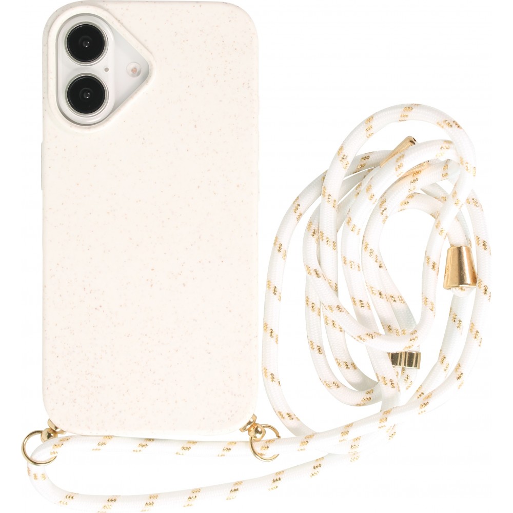 iPhone 16 Plus Case Hülle - Bio Eco-Friendly Vegan mit Handykette Necklace - Weiss