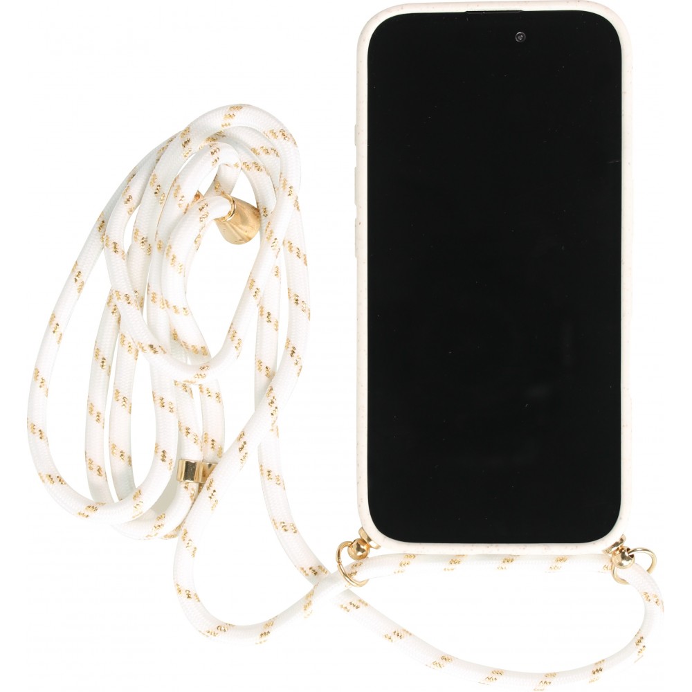 iPhone 16 Plus Case Hülle - Bio Eco-Friendly Vegan mit Handykette Necklace - Weiss