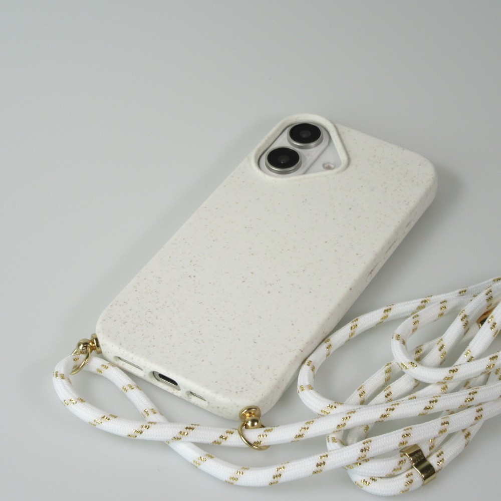 iPhone 16 Plus Case Hülle - Bio Eco-Friendly Vegan mit Handykette Necklace - Weiss