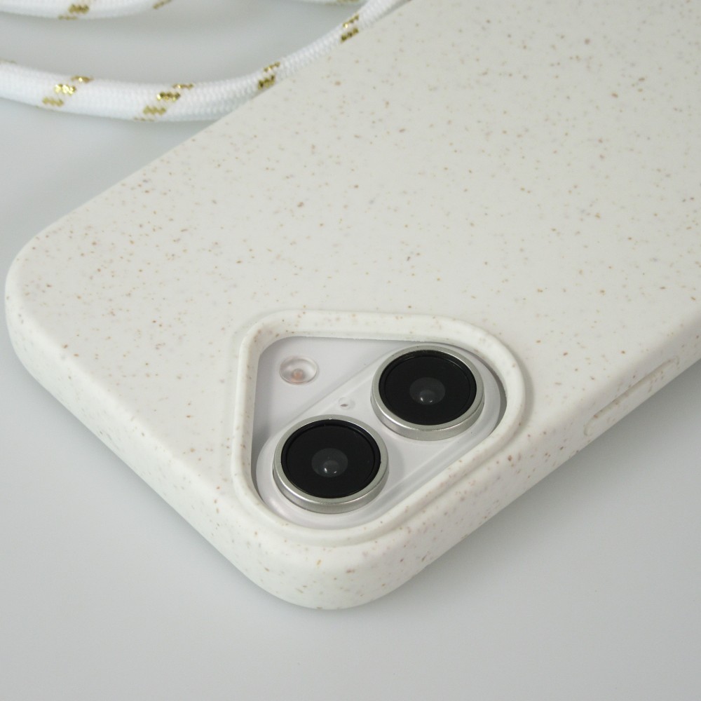 iPhone 16 Plus Case Hülle - Bio Eco-Friendly Vegan mit Handykette Necklace - Weiss