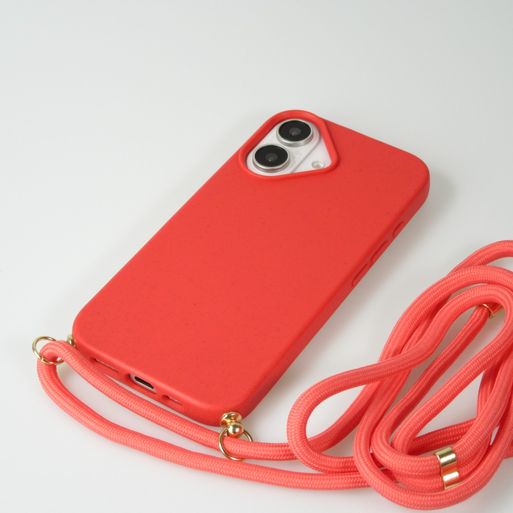 iPhone 16 Plus Case Hülle - Bio Eco-Friendly Vegan mit Handykette Necklace - Rot