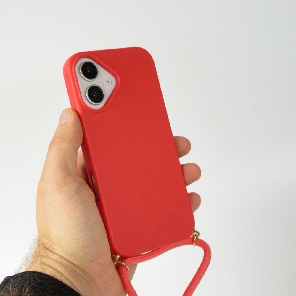 iPhone 16 Plus Case Hülle - Bio Eco-Friendly Vegan mit Handykette Necklace - Rot