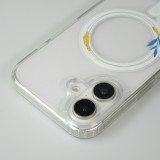 iPhone 16 Plus Case Hülle - Gummi Silikon steif mit MagSafe blaue Rose - Transparent