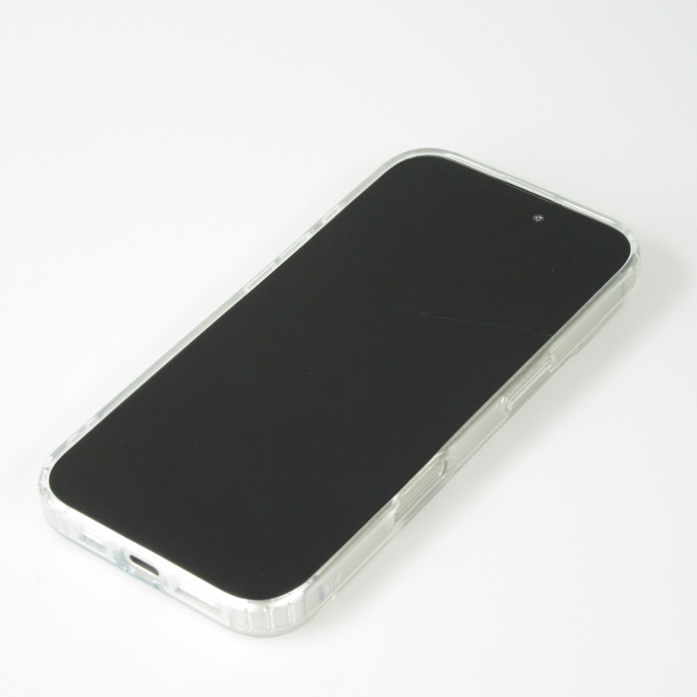 iPhone 16 Plus Case Hülle - Gummi Silikon steif mit MagSafe blaue Rose - Transparent