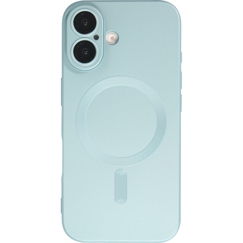 iPhone 16 Plus Case Hülle - Gummi weich mit Kameraschutzglas MagSafe - Blau