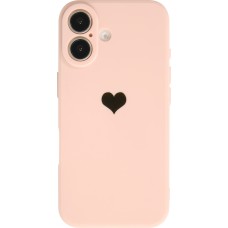 iPhone 16 Plus Case Hülle - Silikon Mat Herz gold - Rosa