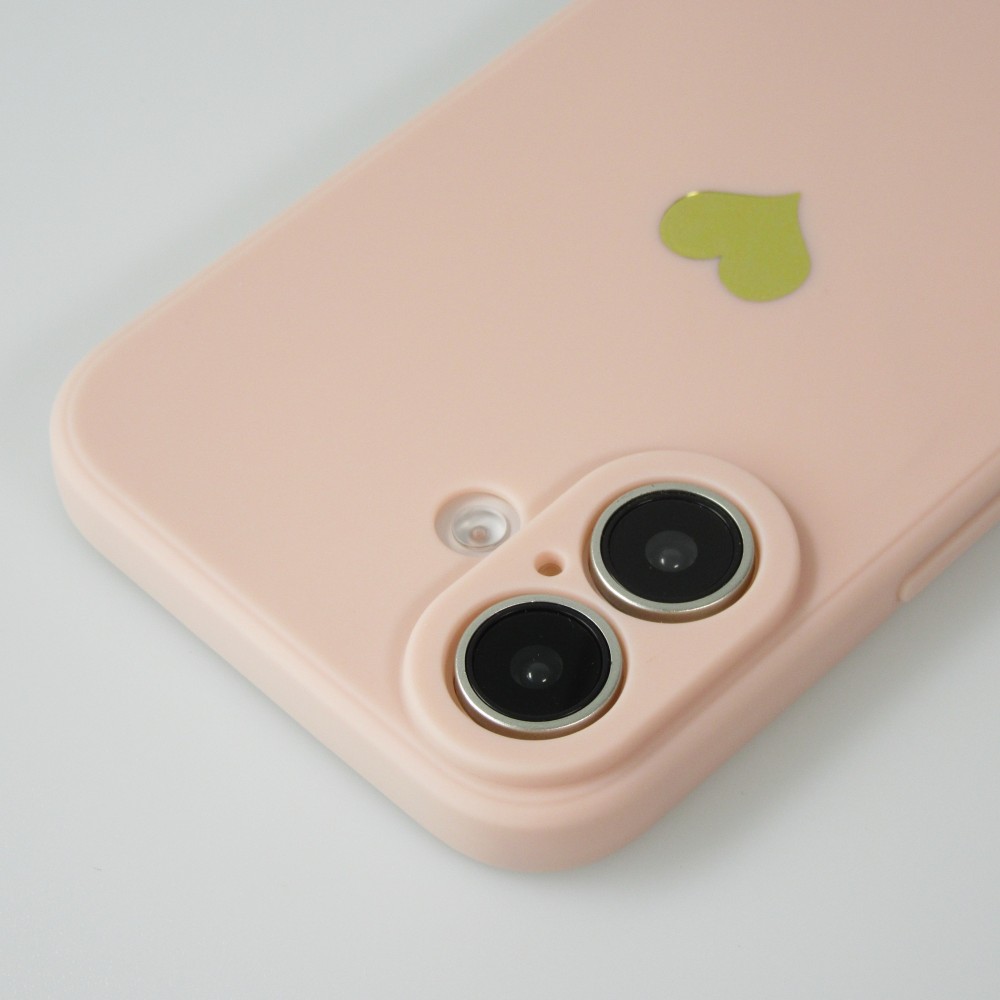 iPhone 16 Plus Case Hülle - Silikon Mat Herz gold - Rosa