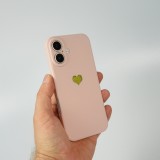 iPhone 16 Plus Case Hülle - Silikon Mat Herz gold - Rosa